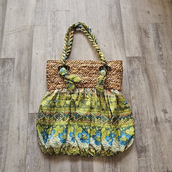 Cappelli Straworld Bohemian Beach Y2K Bag Green/Blue - Picture 2 of 9